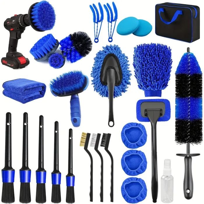 28-Piece Car Decoration & Cleaning Brush Set – The Perfect Interior Detailing Kit